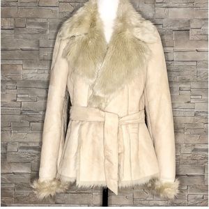 Zara cream faux-suede faux-fur jacket